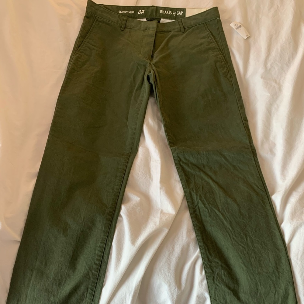 Army green super soft skinny mid rise chino